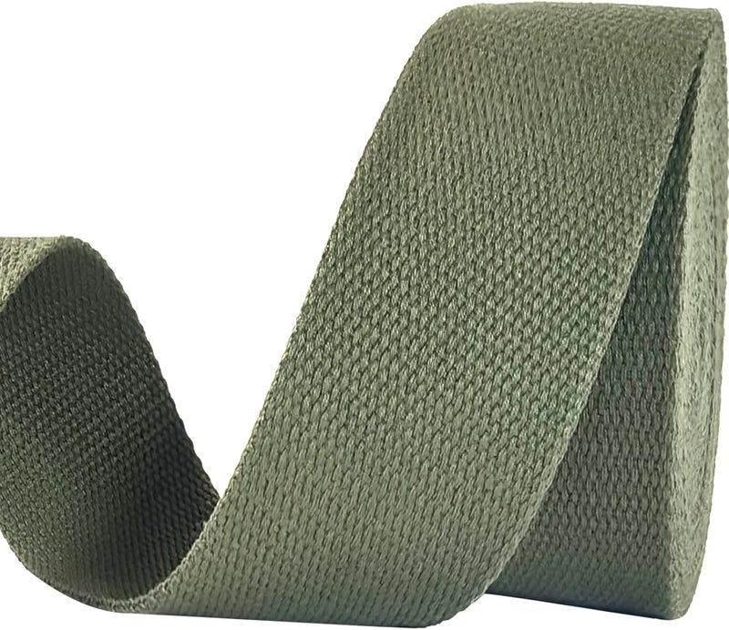 Evora 2 inch Cotton Webbing Braid Handles Bag Strap 15ft High Density Webbing Plain Weave Straps for Cloth Tote Bag, Pet Collars, DIY Projects, Crafts, Outdoor Accessories (Olive 538) - Image 1